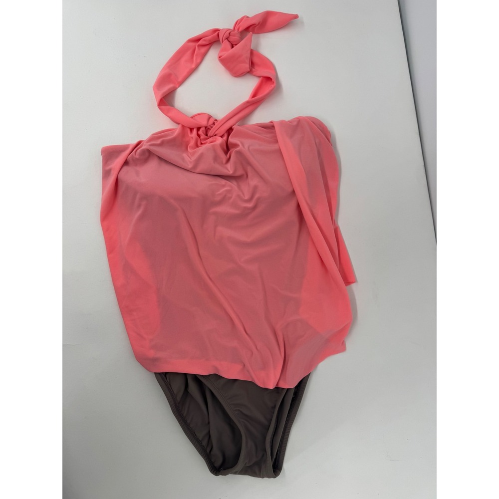 Venus One Piece‎ Swimsuit Pink Taupe Halter Draped Womens Sz 6